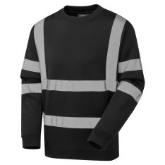 Supertouch Hi Vis Black Crew Neck Sweatshirt