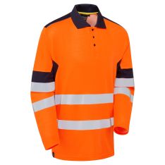 System Hi-Vis Eco Orange CottonCool Long Sleeve Polo