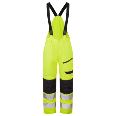 System Hi-Vis Eco Thermal Waterproof Yellow/Navy Trouser with Shoulder Straps