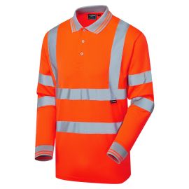 Supertouch Hi Vis Orange Long Sleeve Bird Eye Polo Shirt