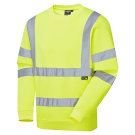 Supertouch Hi Vis Yellow Crew Neck Sweatshirt